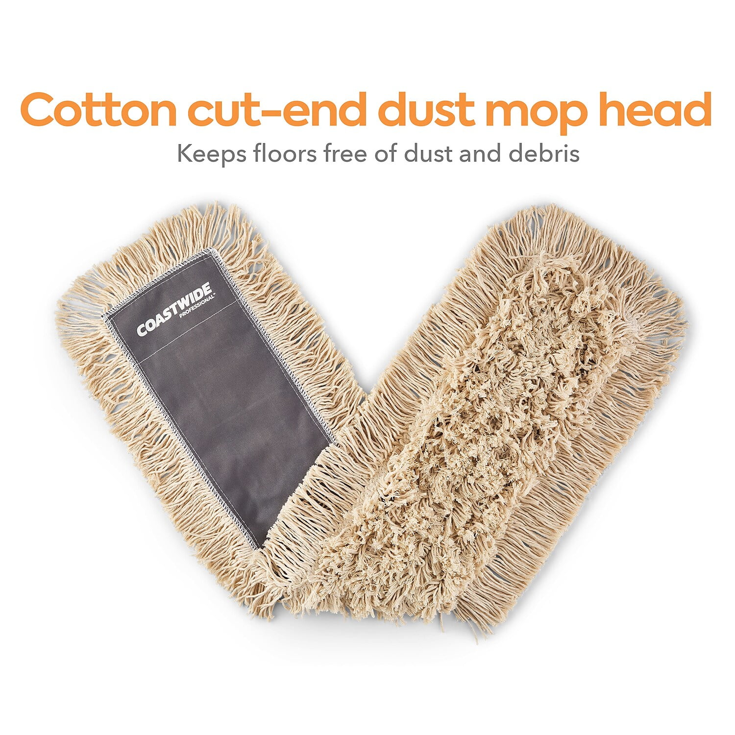 Cut-End Dust Mop Head, Cotton, 36 x 5, White Cut-End Dust Mop Head, Cotton, 36 x 5, White