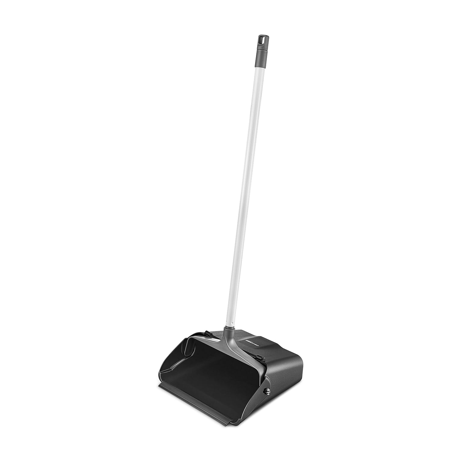 Heavy Duty Black Plastic Upright Dustpan with Long Metal Handle