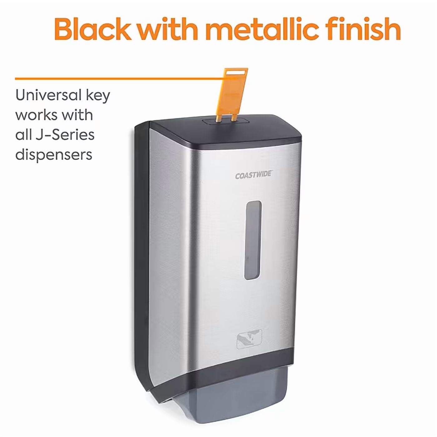 Coastwide Professional J Series Manual Hand Soap Dispenser, 1,200 mL Black/Metallic - CWZ24405520