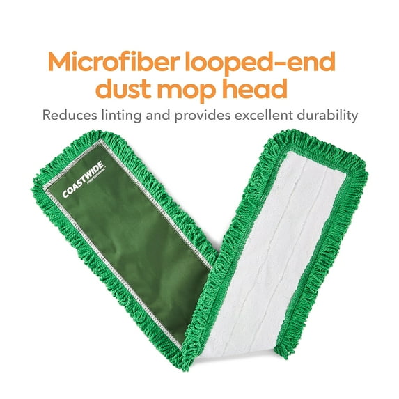 Staples Coastwide Professional Looped-End Dust Mop Head Microfiber 36" x 5" Green 3/pack CW56771
