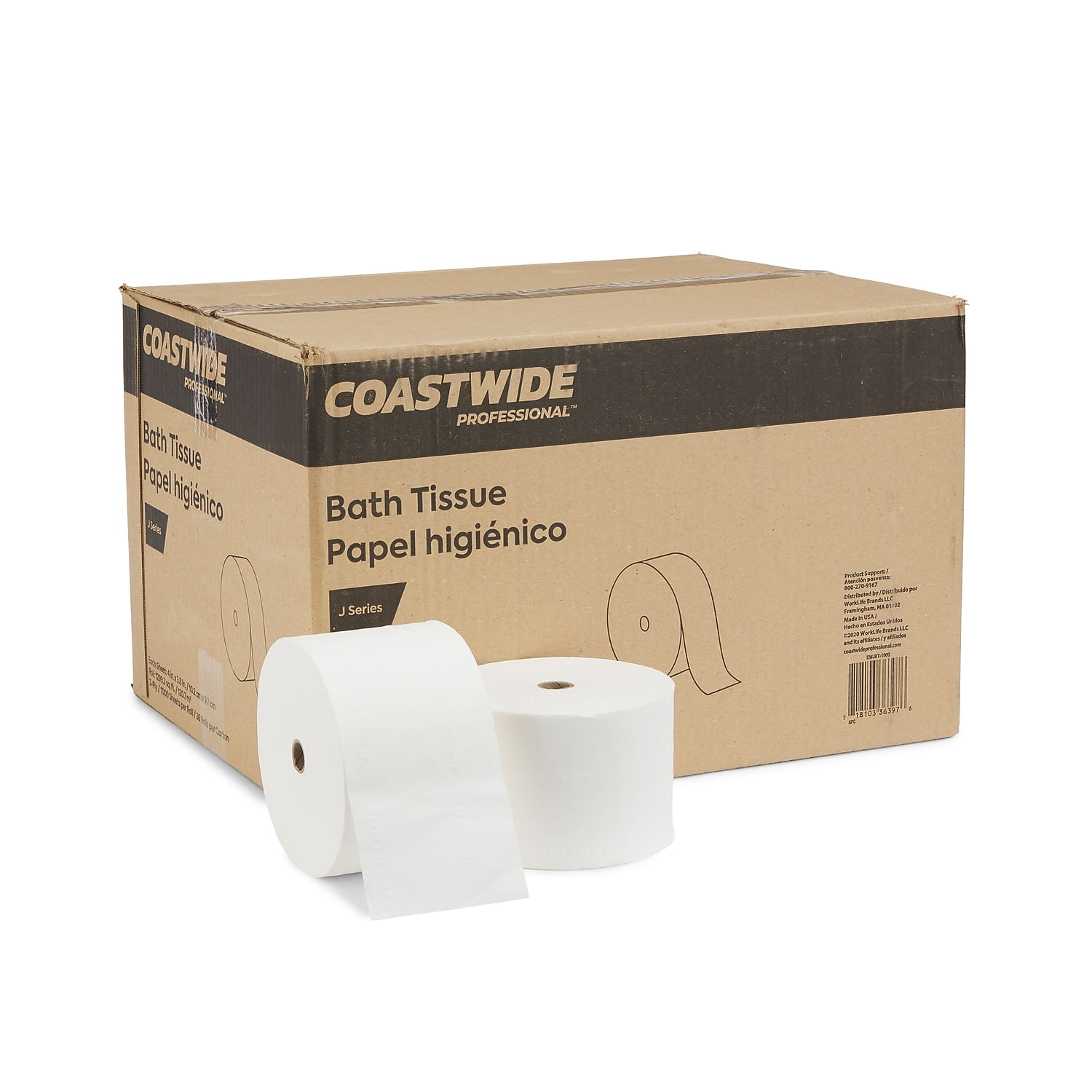 COASTWIDE 2-Ply Small Core Bath Tissue White 1000 Sheets CWJBT-1000