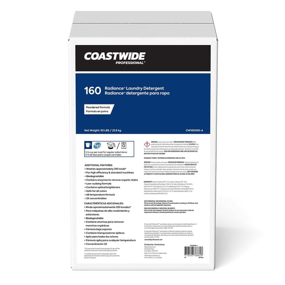 Staples Coastwide Professional Radiance Powder Laundry Detergent 293 Loads 800 oz.  50 lbs. 2/Pack