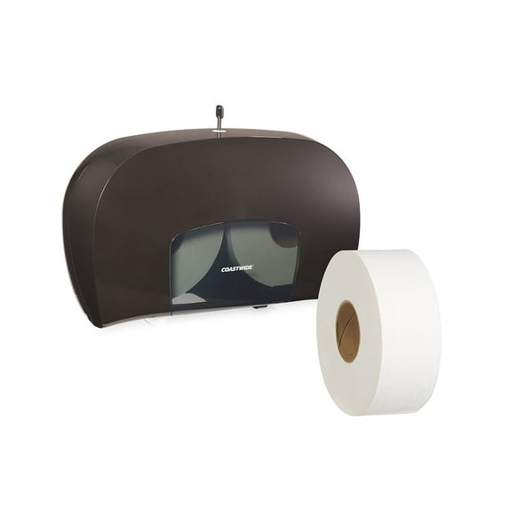 Staples Coastwide Professional Twin Jumbo Roll Toilet Paper Dispenser Black (CW60831)