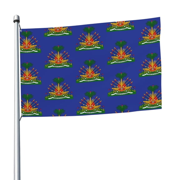 Coat Arms Of Haiti Flag 5x8 Ft Print Vivid Color Outdoors Indoors Light-Weight Polyester Flags