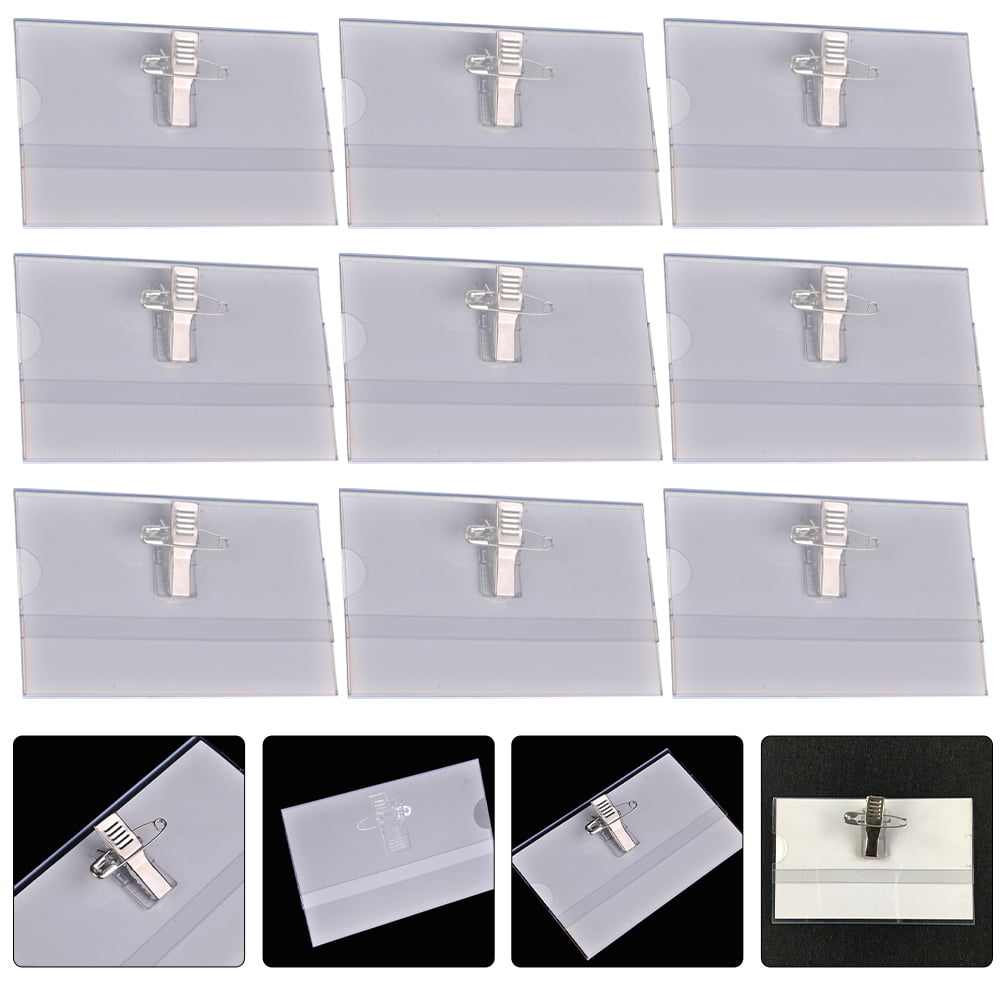 FRCOLOR Transparent PVC Badge Holder Clip for Daily Use with Sturdy Alligator Grip 50Pcs