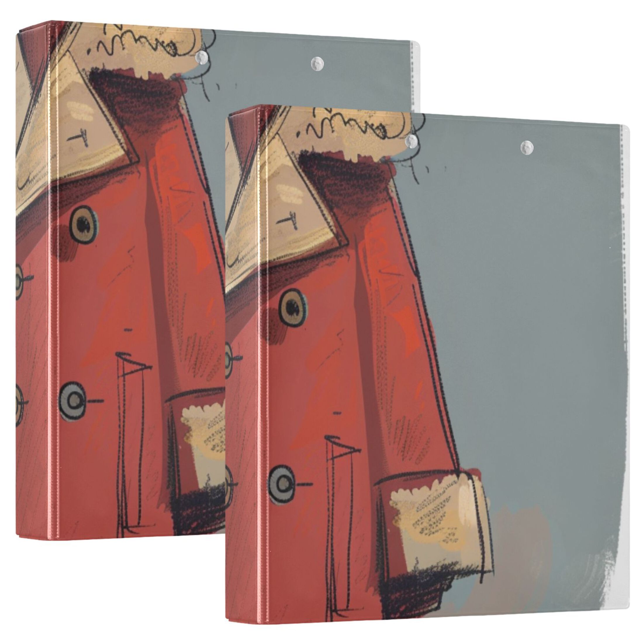 Coat Cartoon 3 Ring Binders 1.5 inch Hardcover File Folders with Interior Pockets A4 Size Organizer for School Office Hospital