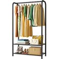 thumbnail image 1 of Coat Clothes Storage Organizer Garmen Rack Portable Closet Clothing Racks for Hanging Clothes Heavy Duty Freestanding Wardrobe Laundry with Shelves Black 11.5" D x 32" W x 72" H, 1 of 18