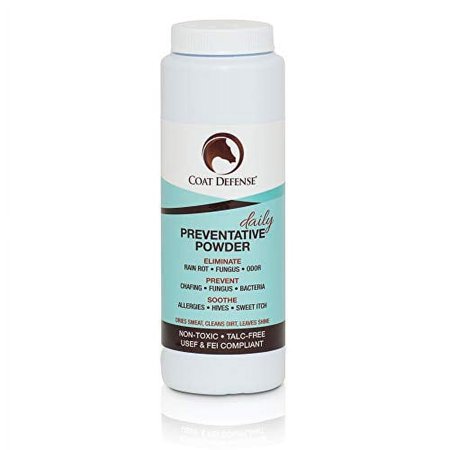 Coat Defense Daily Preventative Powder for Horses - Safe & Effective Equine Sweet Itch, Skin Funk, Scratches, & Rain Rot Treatment - Dry Shampoo for Horses, 8 oz Formula with All Natural Ingredients