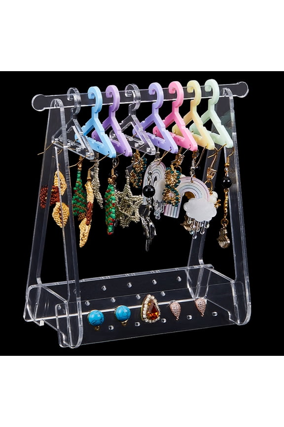 Coat Earring Holder Stand 52 Holes Cloth Jewelry Display Stands Acrylic Dangle Earring Hanging Organizer Ear Studs Rack Mini Colorful
