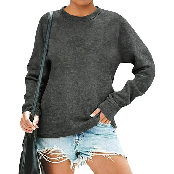 Coat For Women Women's O-Neck Sweatshirt Casual Sweatshirt Long Sleeve Loose Autumn Winter Clothes