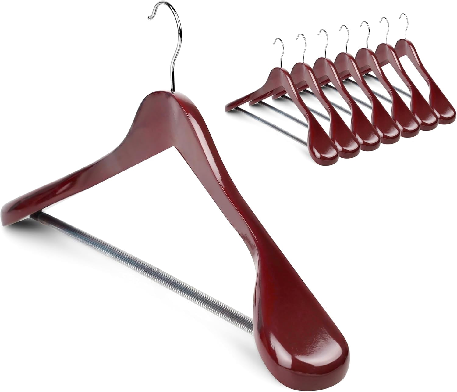 Coat Hanger 8-Pack,  Wood Hangers Trouser Hangers Extra Wide Shoulder Wooden Hangers for Heavy Coat, Sweater, Skirt, Suit, Pants, Retro Finish