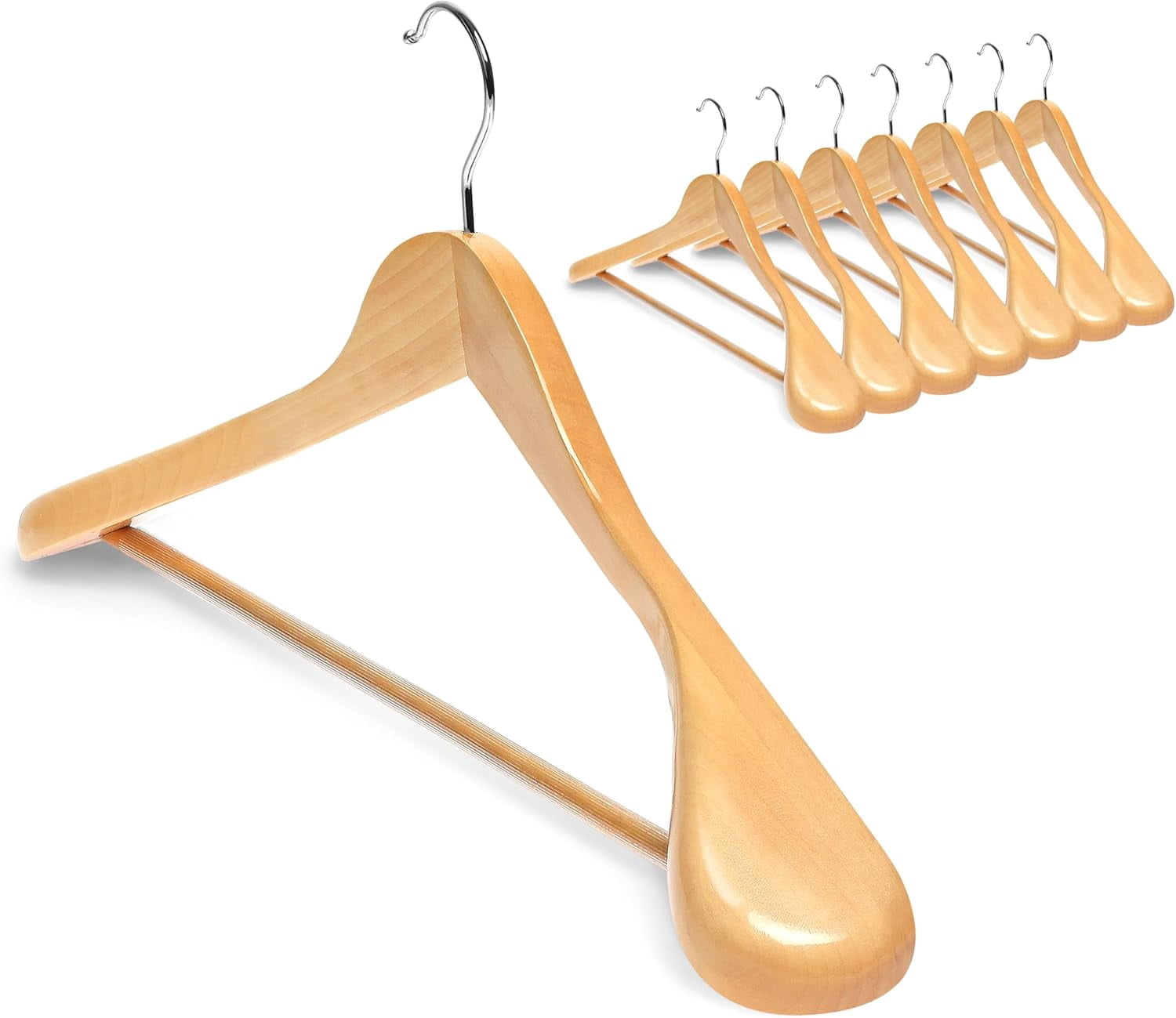 Coat Hanger 8-Pack,  Wood Hangers Trouser Hangers Extra Wide Shoulder Wooden Hangers for Heavy Coat, Sweater, Skirt, Suit, Pants, Retro Finish