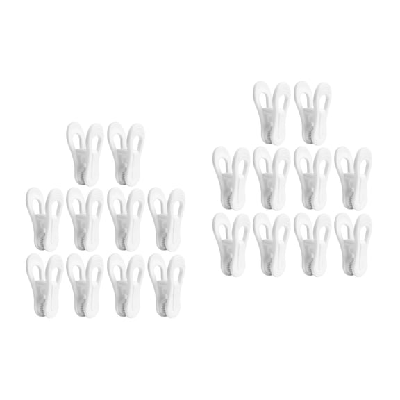 20 Pcs White Plastic Coat Hanger Clips for Clothes, Duvet, Comforters, Quilts, Pants, Towels - Multi Functional Laundry Rack Accessories