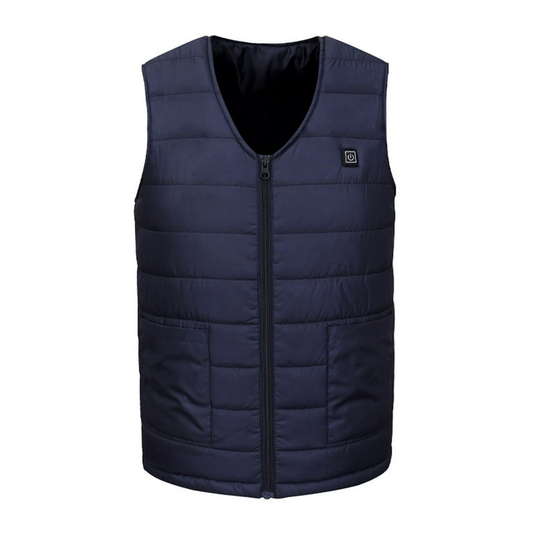 Coat Heated Winter Thick Warm Padded Tops Vest Men Cotton Solid