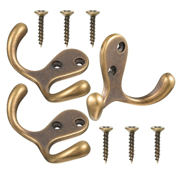 TABLZONE Copper Wall Hooks Heavy Duty Coat Hangers Light Brown 3 Pieces Home Organization