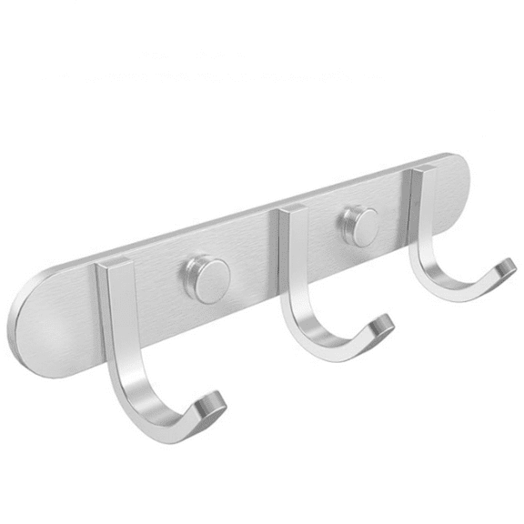 Coat Hook Rack Brushed Nickel 8-Inch Coat&Towel Hook Rail Wall Mounted with 3 Hooks, Durable Wall Hangers for Bedroom, Bathroom, Foyer, Hallway ( Stainless Steel)