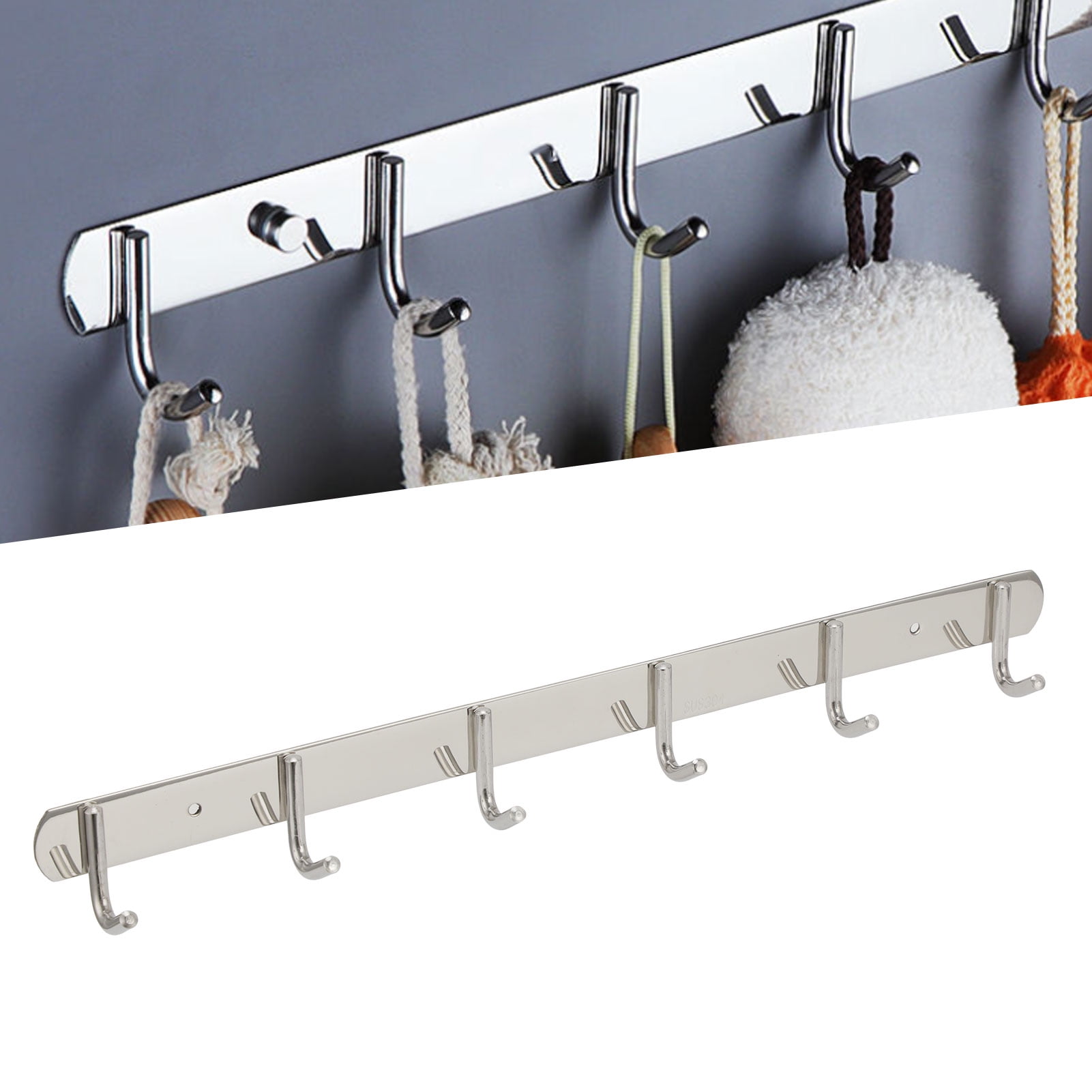 Coat Hook Rack, Coat Rack Wall Mounted 304 Stainless Steel Space Saving