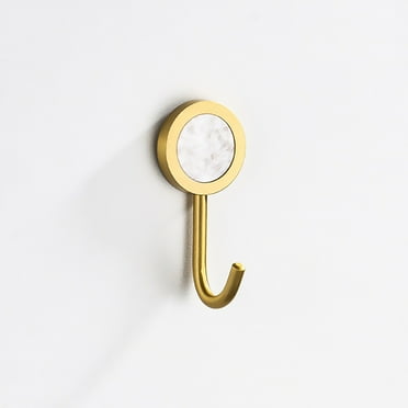 Aluminum Brushed Gold No-Drilling Hook E|Coat Hook Wall Mounted Round Robe Hook Brushed Gold Towel Hook Heavy Duty Coat Rack For Bathroom Entryway Kitchen Living Room Non Hole Installation
