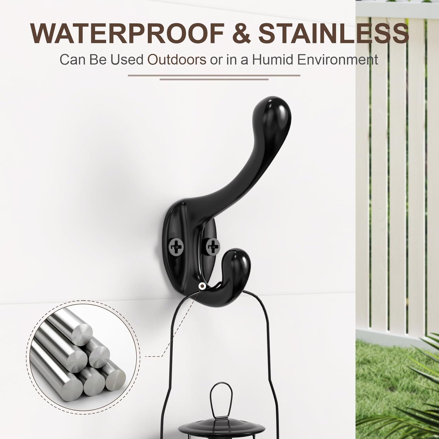 Coat Hooks, 16 Pack Black Metal Heavy Duty Screw-in Wall Hooks for ...
