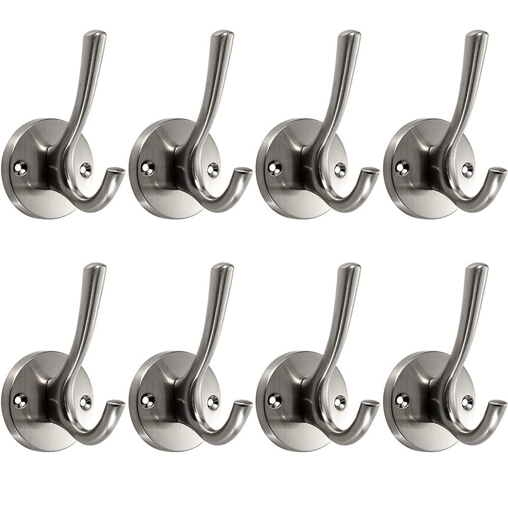 Coat Hooks 8 Pack Bathroom Hooks for Wall Robe Hook Decorative Metal ...