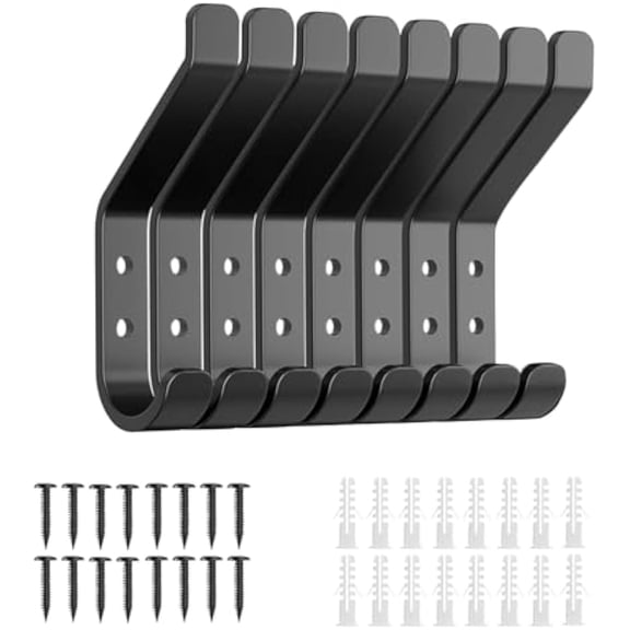 Coat Hooks - 8 Pack Stainless Steel Adhesive Hooks, Wall Mount Hanger Rack, Organizes Items with Installation, Home Storage Accessory for Clothes Bag Backpack Hat Key Towel