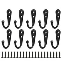 Coat Hooks Black, 10 Pack Jacket Hooks Wall Mounted Stainless Steel Single Robes Hook Heavy Duty, Large Metal Hook for Entryway Kitchen Bedroom Bathroom Office Toilet, 1.2x1.7"