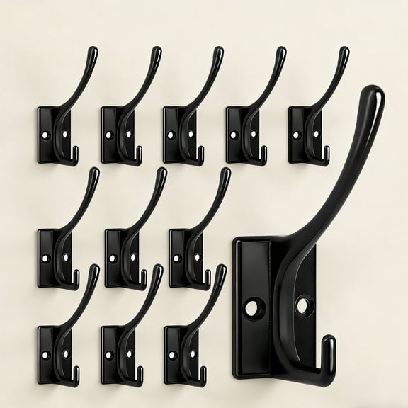 Coat Hooks, Heavy Duty Wall Mounted Double Hooks for Hanging