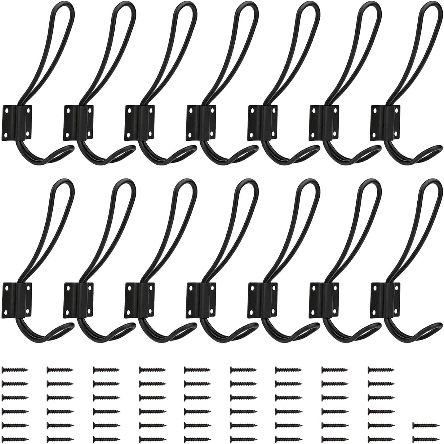 Coat Hooks Wall Hooks, Heavy Duty Wall Mounted Black Coat Hooks with ...