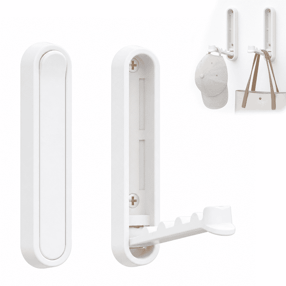 Coat Hooks Wall Mount, 2 Pcs Foldable Wall Hooks for Hanging Towel Hat Bags | 90° Foldable Hidden Design, Space-Saving, 50 Lbs Load Bearing, Heavy Duty, Easy Installation