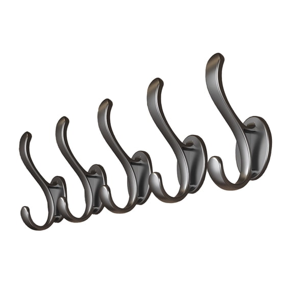 Coat Hooks 5Pcs Wall Mount Heavy Duty Utility Retro Double Hooks for Hanging Coats, Hat, Towel, Key, Robe, Scarf, Bag, Cap (Gray)