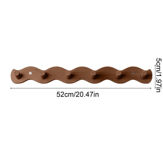 Coat Hooks Wall Mounted Hook Rack Wood with 6 Hooks for Entryway Bathroom and Kitchen, Coat Hanger Organizer for Hanging Towels Coats Hats and Keys, Space Saving Storage Solution