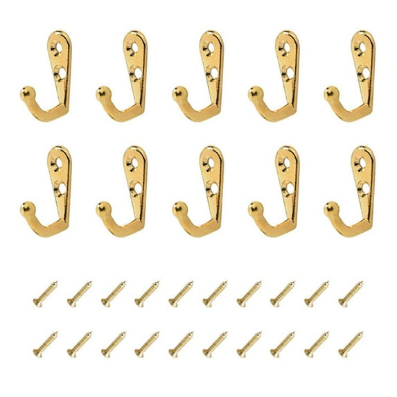 Coat Hooks For Wall, Wall Hooks, Towel Hooks, 10 Pcs Gold Vintage Coat Hooks Wall Mounted Cast Antique Hook for Hanging Coat Scarf, Bag, Towel, Key, Cap, Cup, Hat, Door Robe Clothes
