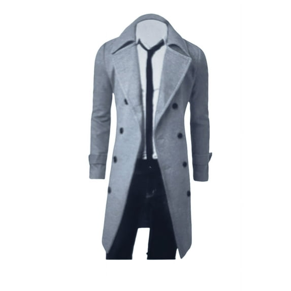 Coat Men Coat Winter Warm Solid Long Trench Jacket Breasted Business Casual Overcoat Male Coat