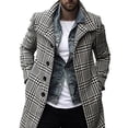 thumbnail image 1 of Coat Men'S Long Men'S Warm Wool Coat Winter Jacket Winter Coat Winter Casual Business Slim Fit Jacket Thick Windproof Warm Coat Houndstooth Print With Stand-Up Collar Pocket, 1 of 5