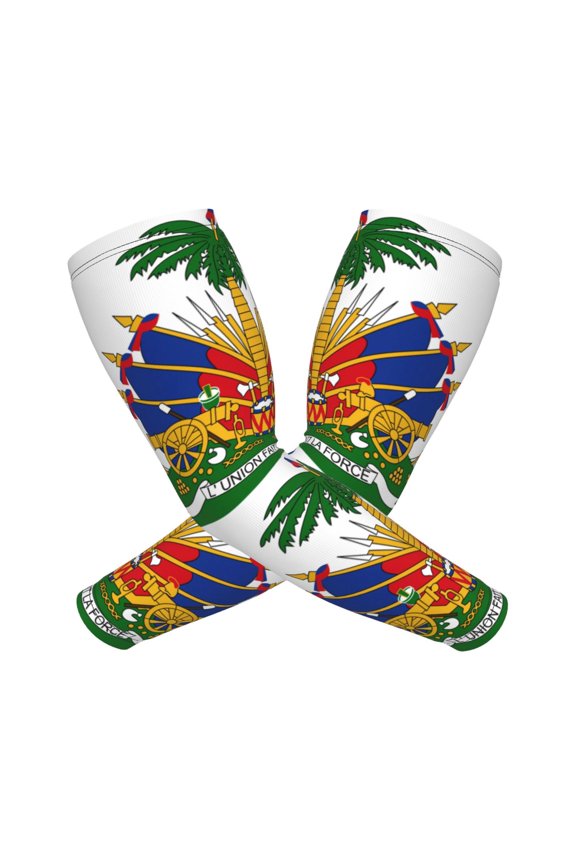Coat Of Arms Of Haiti Arm Sleeves For Men And Women Compression Sun Protection Tattoo Cover Up Baseball Basketball Running