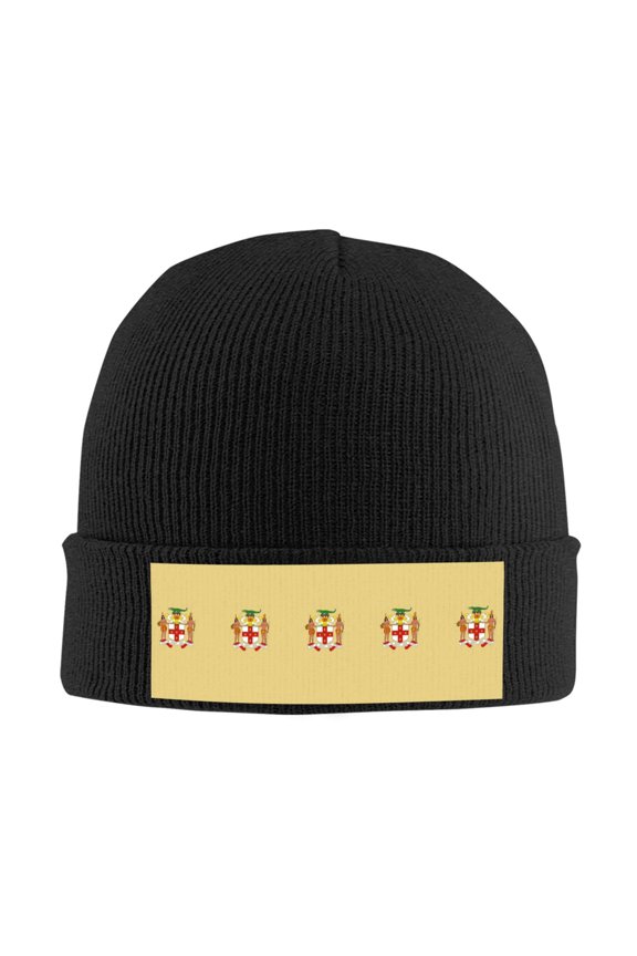 Coat Of Arms Of Jamaica Beanie Hat Knit Hat Skull Cap for Men Women Winter Hat Black