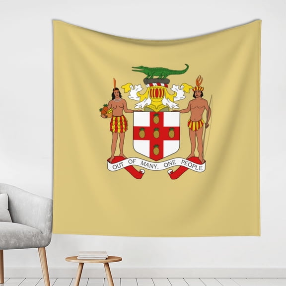 Coat Of Arms Of Jamaica Tapestries Wall Hanging Tapestry For Bedroom Dorm Decor(59"X59")