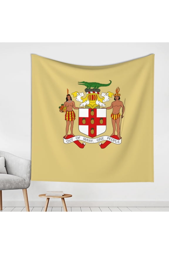 Coat Of Arms Of Jamaica Tapestries Wall Hanging Tapestry For Bedroom Dorm Decor(59"X59")