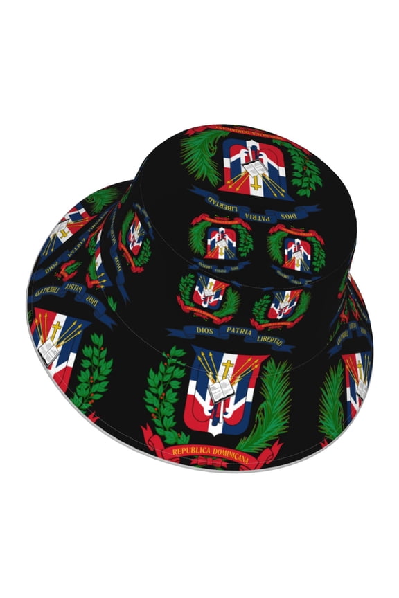 Coat Of Arms Of The Dominican Republic Bucket Hat With Reflective Stripe For Men Women Reversible Outdoor Travel Hiking Beach Caps