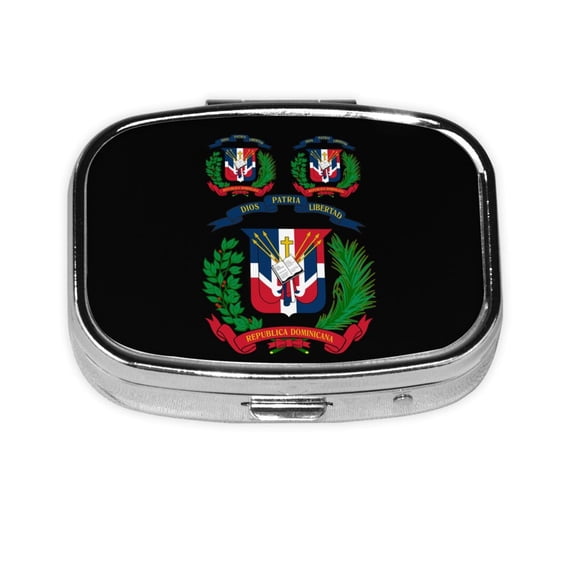 Coat Of Arms Of The Dominican Republic Small Pill Case For Pockets & Purses 2 Compartment Travel Medicine Organizer