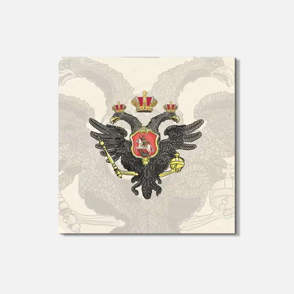Coat Of Arms Russian Double-Headed Eagle Animal 4'' X 4'' Square Wooden Coaster
