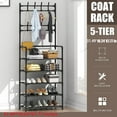 Free Standing Coat Rack Stand with Hanger Hooks, 5Shelf Storage for