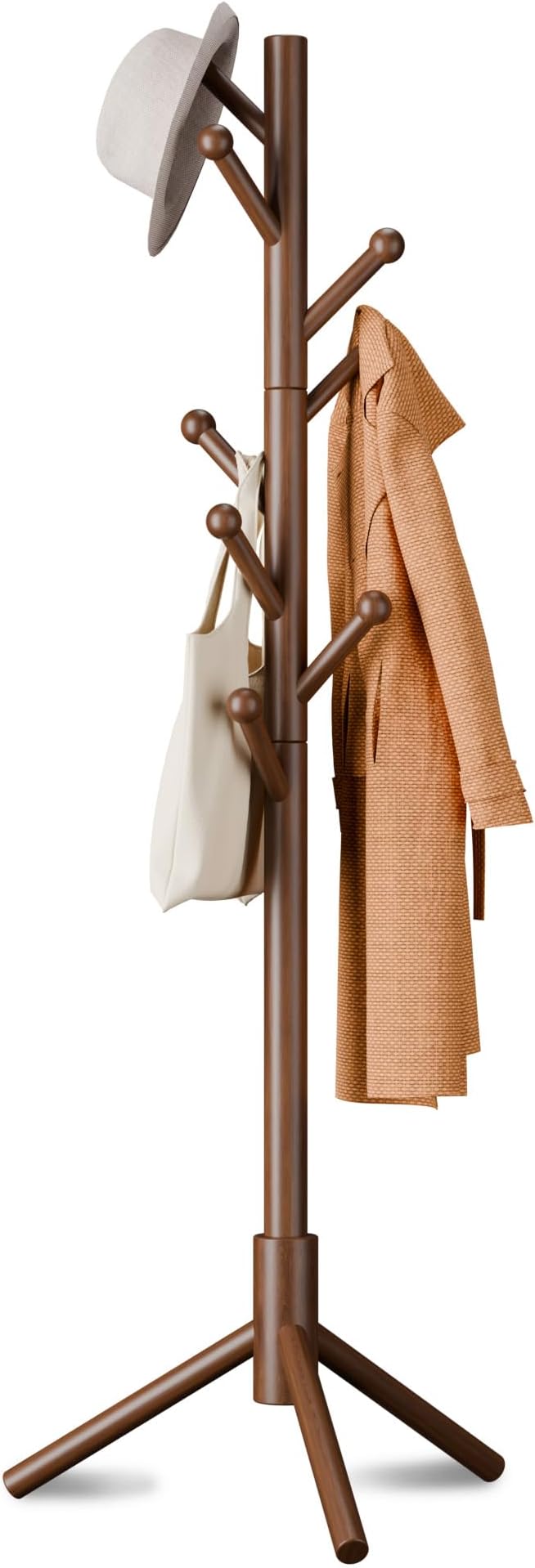 Coat Rack, Coat Racks Freestanding with 8 Hooks 3 Adjustable Heights ...