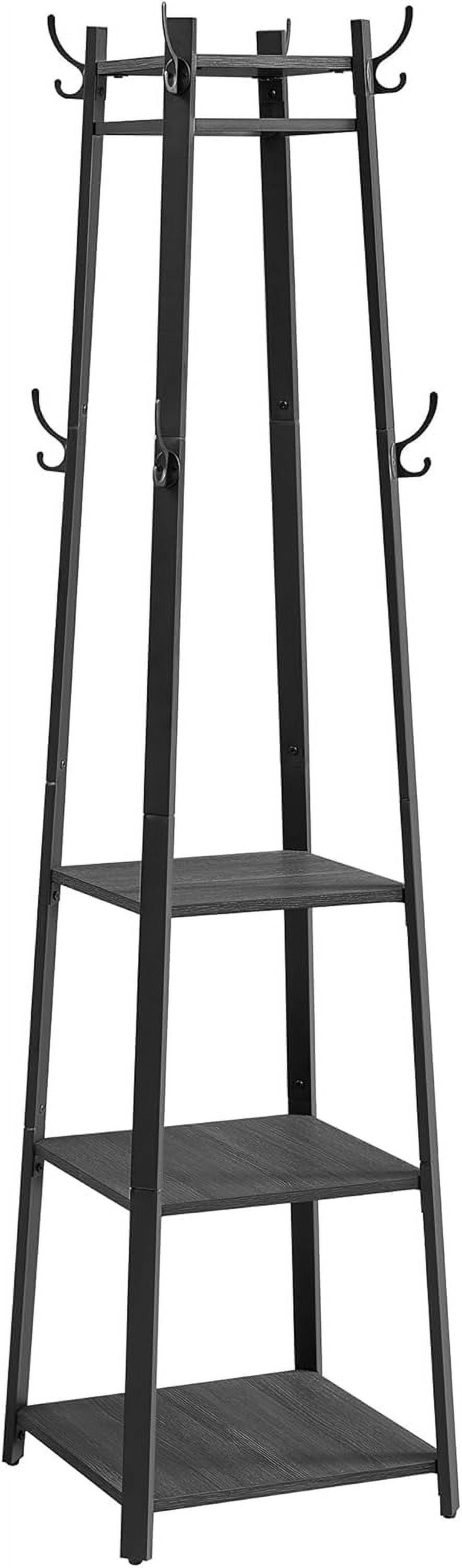 Coat Rack, Coat Stand with 3 Shelves, Hall Tree Free Standing with ...