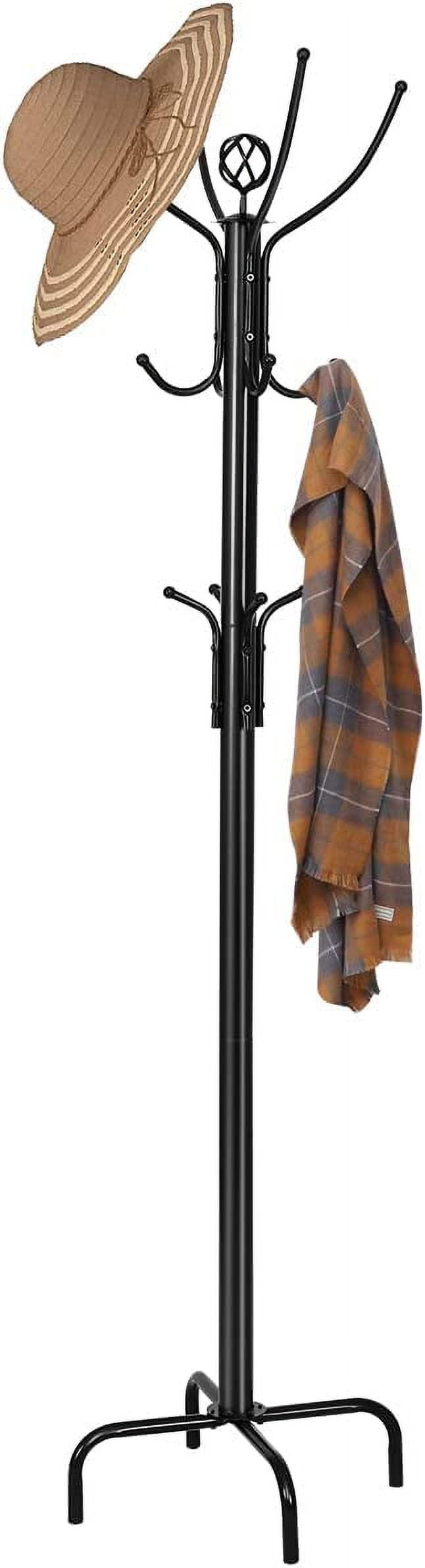 Black Metal Freestanding Coat Rack with Umbrella Stand