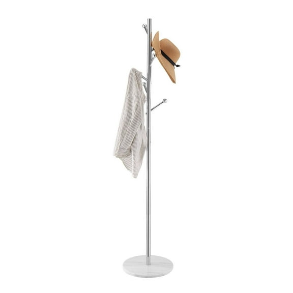 Coat Rack Freestanding, 8 Hook Marble Base Coat Stand for Entryway, Bedroom, Office - Modern Clothes Hanger for Coats, Hats, Bags