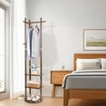 Coat Rack Freestanding Clothing Rack Wood Garment Rack with 3 Storage ...