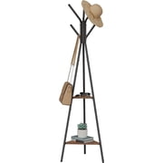 Coat Rack Freestanding, Coat Hanger Stand, Hall Tree with 2 Shelves, for Clothes, Hat, Bag