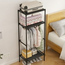 Coat Rack Freestanding Coat Rack Stand with 2-Tier Storage Shelves for Bedroom Entryway Corner Closet Organizer Hanging Rod for Clothes Hats Freestanding Coat Rack