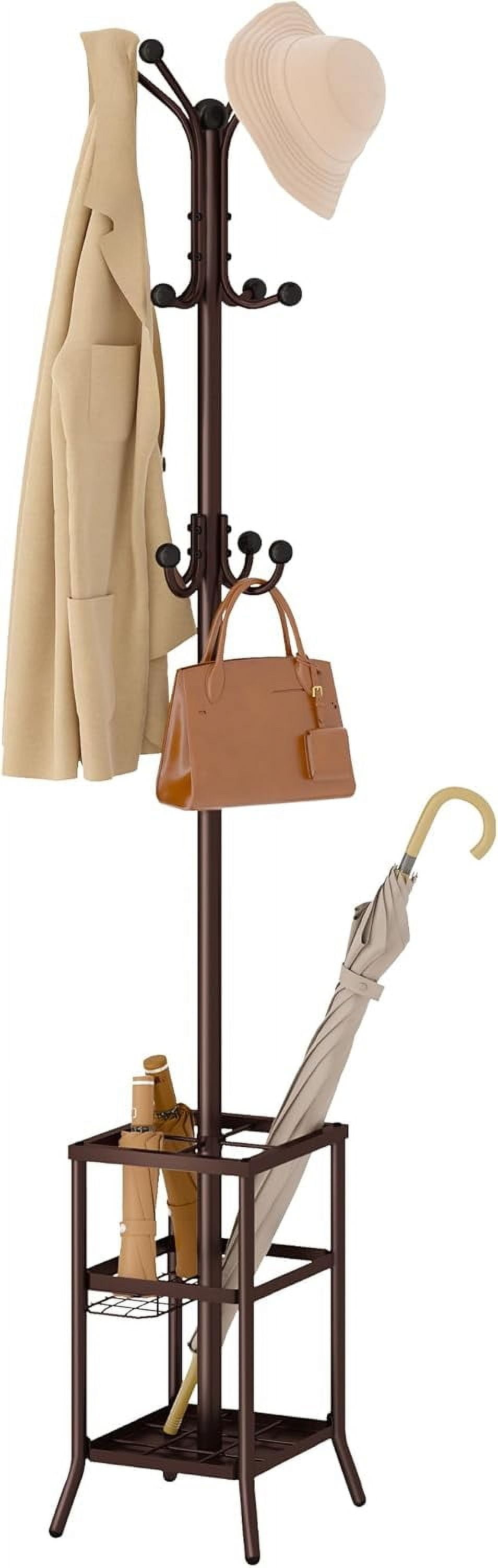 Free With 12 Hooks Ulimart & Umbrella Holder - Brown, Sturdy Metal